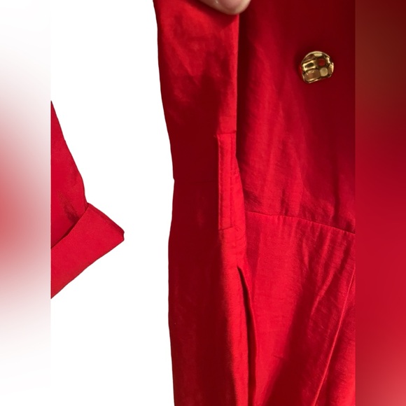 Zara Linen Nautical Crossover Jumpsuit | Red | S - Picture 7 of 12